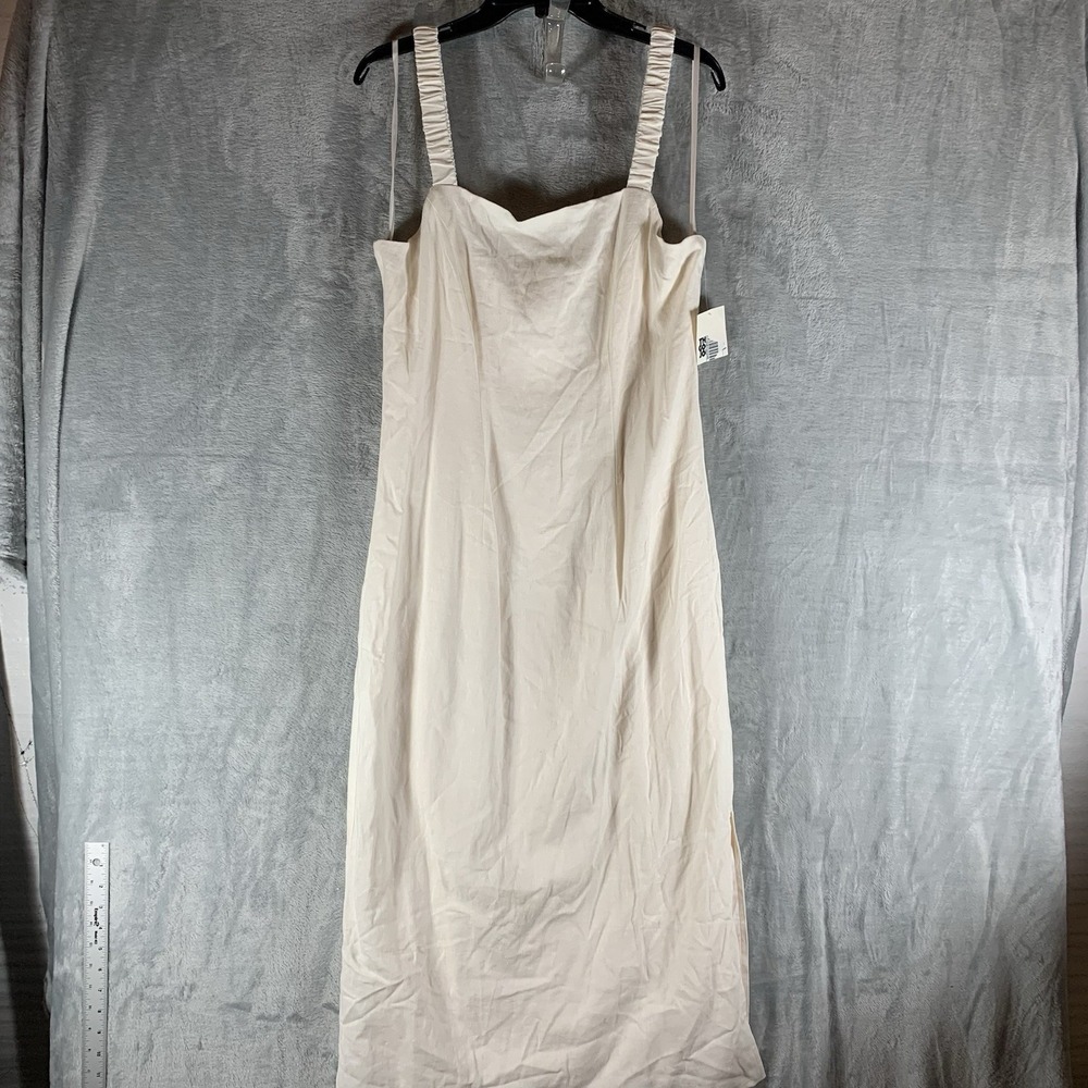 The Good Journey Women's Dress 14 Linen‎ Blend Maxi Sleeveless Ivory